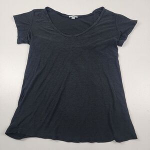James Perse‎ Scoopneck Black Short Sleeve Tshirt Essentials Womens Sz 2